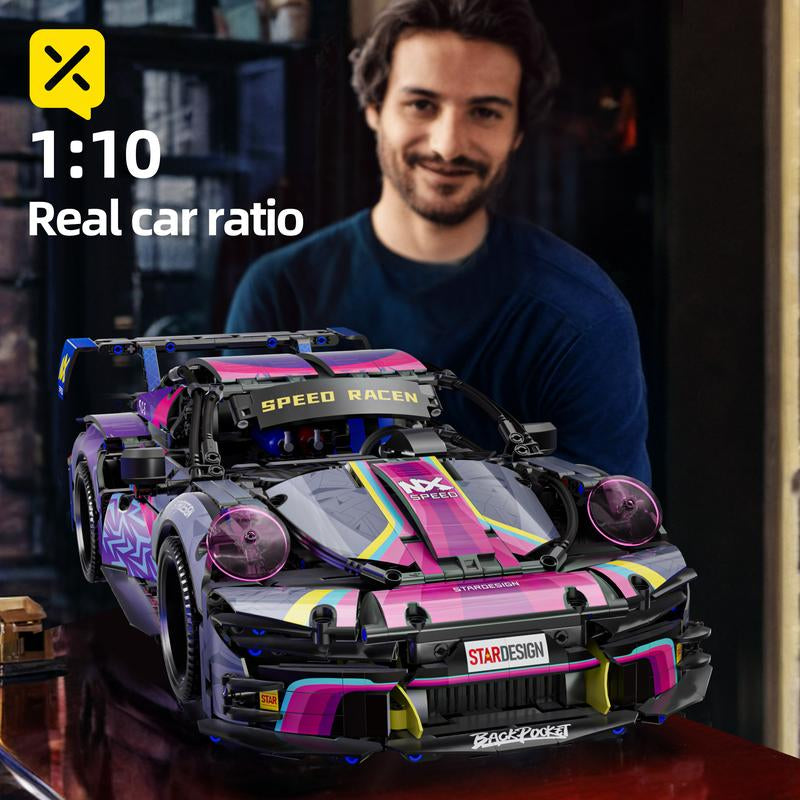 【1:10 】 Creative Gifts 1611Pcs+Colorful 911 Building Blocks Assembled Racing Car Educational Toy Car Assembled Model Gift