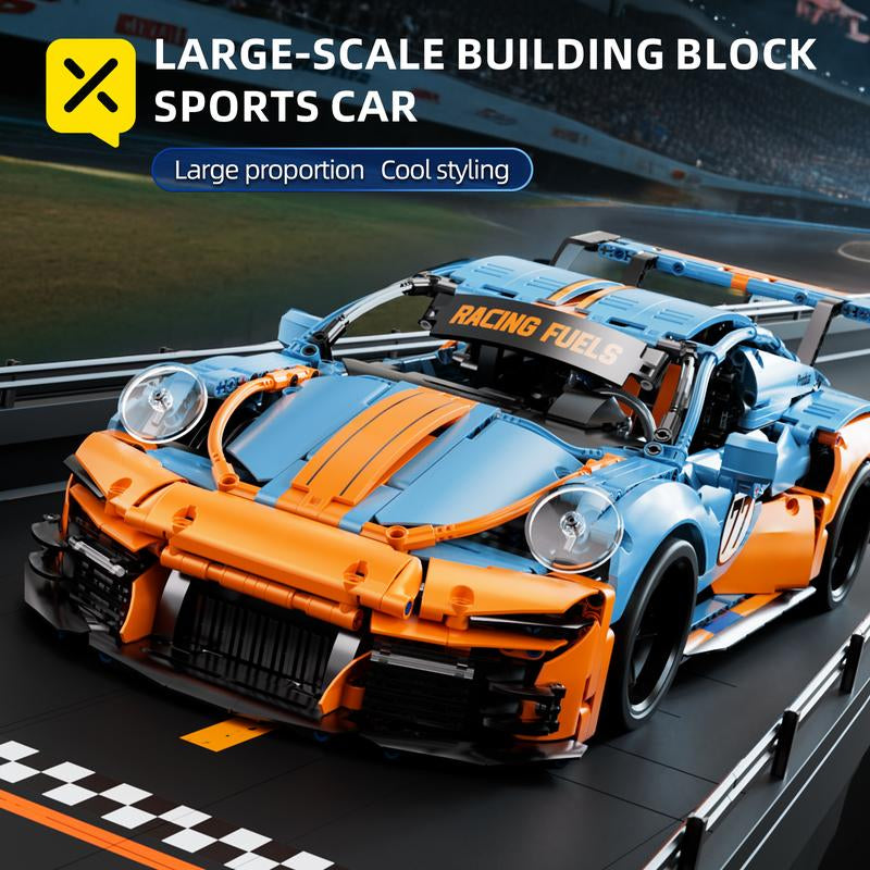 【1:10 】 Creative Gifts 1611Pcs+Colorful 911 Building Blocks Assembled Racing Car Educational Toy Car Assembled Model Gift